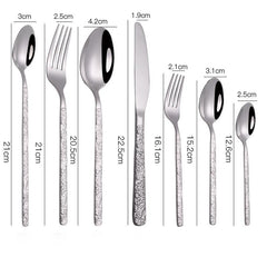 Embossed Steak Cutlery Set – Western Style Textured Handle Knife & Fork Set