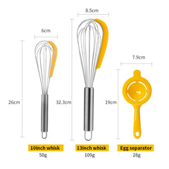 3PCS Stainless Steel Balloon Whisk Set – Manual Egg Beater & Baking Mixer