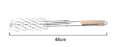 Outdoor Grilling Accessories – Wooden Handle Sausage Clip, Vegetable Clip & Barbecue Rack Set for BBQ Tool Kit