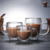 Double-Layer Borosilicate Glass Coffee Cup – Heat-Resistant with Handle