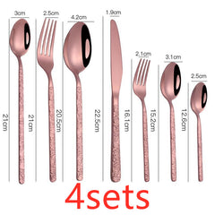 Embossed Steak Cutlery Set – Western Style Textured Handle Knife & Fork Set