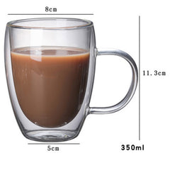 Double-Layer Borosilicate Glass Coffee Cup – Heat-Resistant with Handle