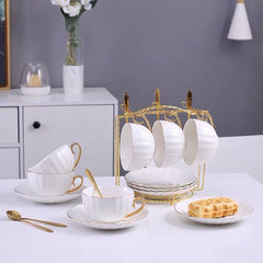 Luxury Gold Painted Tea & Coffee Cup Set – Elegant Living Room Tableware