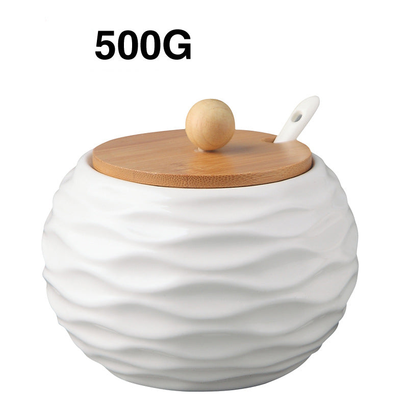 Ceramic Kitchen Seasoning Jar – Spice Storage Container with Lid