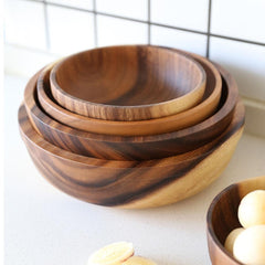 Natural Wooden Kitchen Bowl – Fruit & Salad Serving Bowl for Home & Restaurant