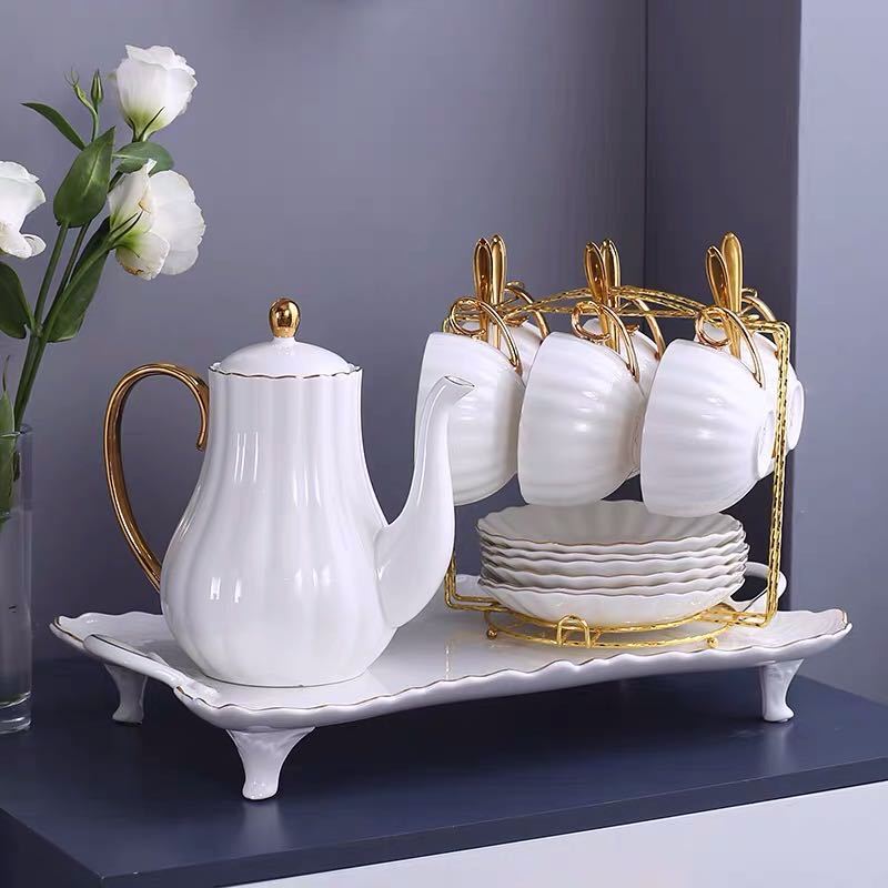 Luxury Gold Painted Tea & Coffee Cup Set – Elegant Living Room Tableware