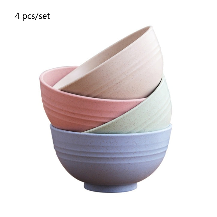 Household Wheat Straw Meal Bowl Set – Eco-Friendly Dining Bowls