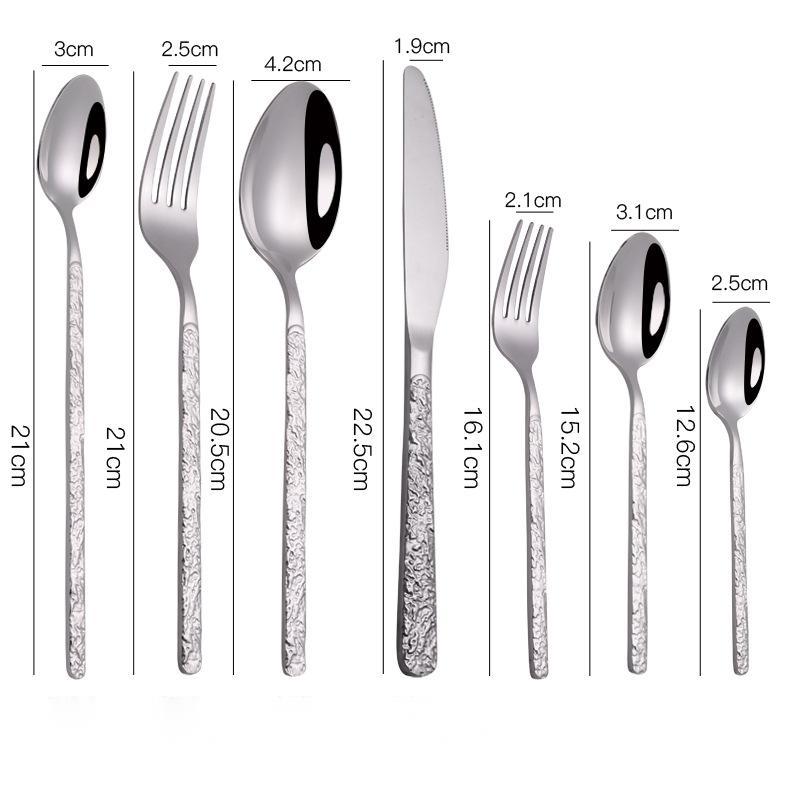 Embossed Steak Cutlery Set – Western Style Textured Handle Knife & Fork Set