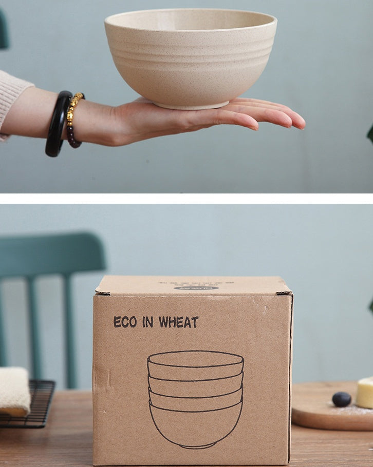 Household Wheat Straw Meal Bowl Set – Eco-Friendly Dining Bowls