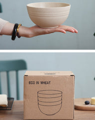Household Wheat Straw Meal Bowl Set – Eco-Friendly Dining Bowls