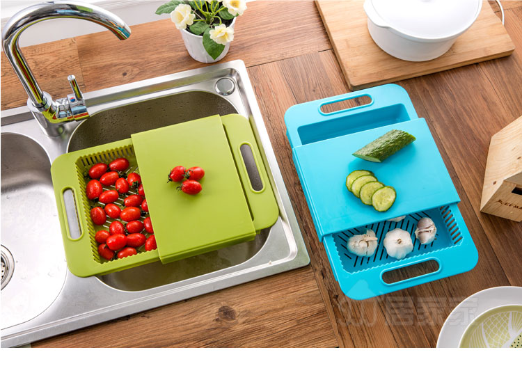 Multifunction Kitchen Cutting Board with Sink Drain Basket – Vegetable & Meat Prep Tool