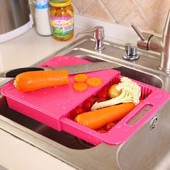 Multifunction Kitchen Cutting Board with Sink Drain Basket – Vegetable & Meat Prep Tool