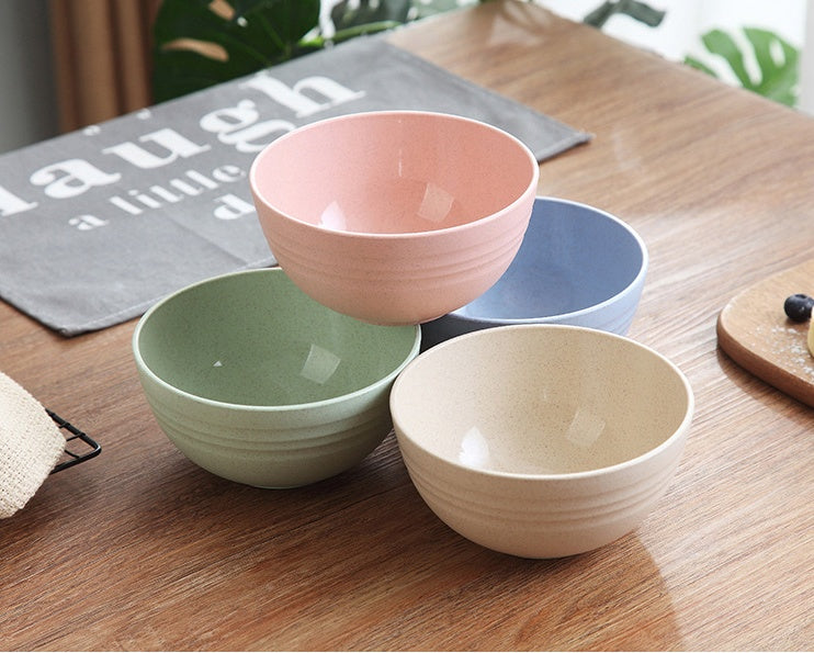 Household Wheat Straw Meal Bowl Set – Eco-Friendly Dining Bowls