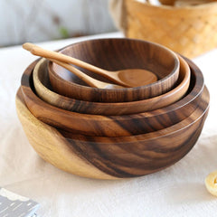 Natural Wooden Kitchen Bowl – Fruit & Salad Serving Bowl for Home & Restaurant