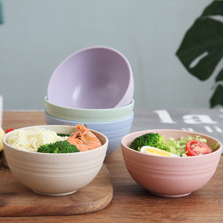 Household Wheat Straw Meal Bowl Set – Eco-Friendly Dining Bowls