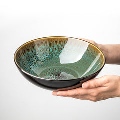 Vintage Green Ceramic 8-Inch Bowl – Household Noodle & Soup Bowl