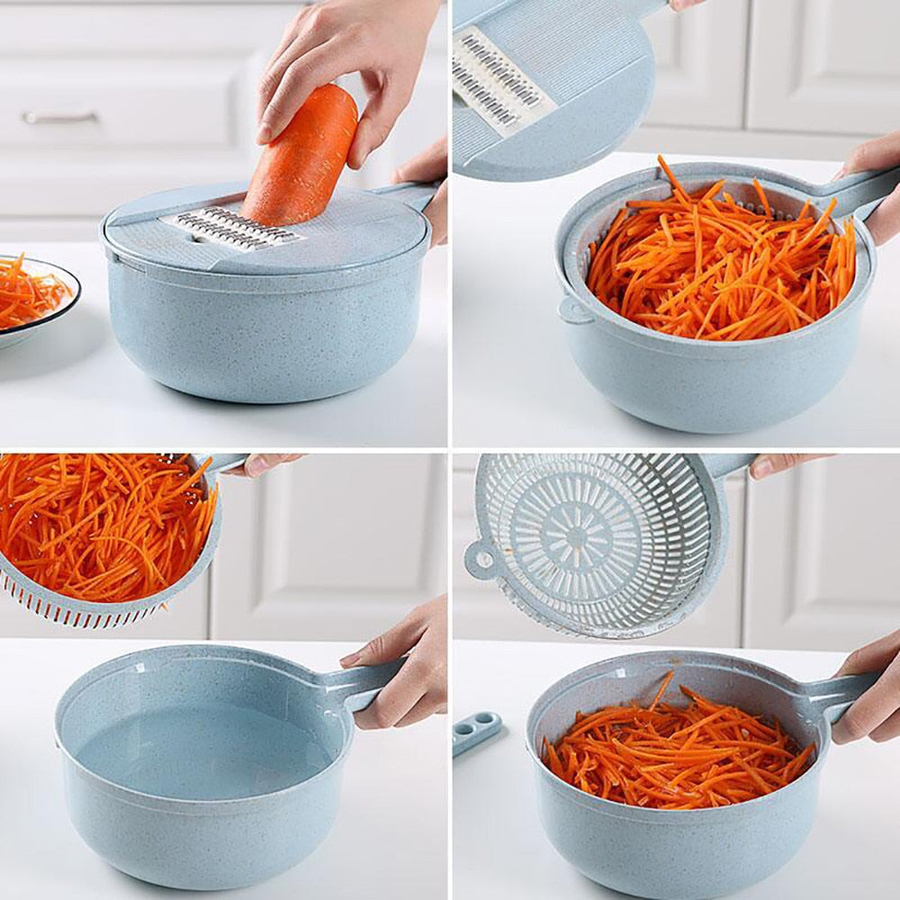 8-in-1 Mandoline Vegetable Slicer – Potato Peeler, Carrot & Onion Grater with Strainer | Kitchen Tool