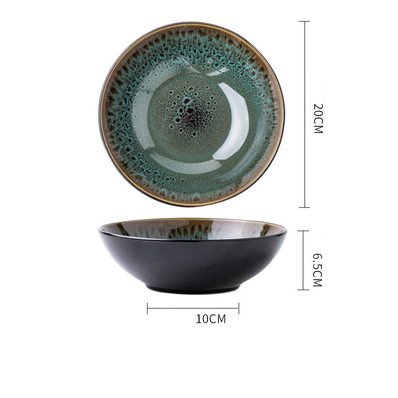 Vintage Green Ceramic 8-Inch Bowl – Household Noodle & Soup Bowl