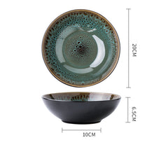Vintage Green Ceramic 8-Inch Bowl – Household Noodle & Soup Bowl