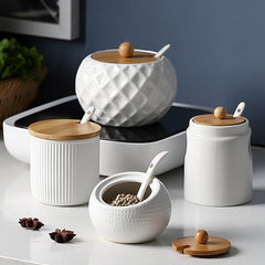 Ceramic Kitchen Seasoning Jar – Spice Storage Container with Lid