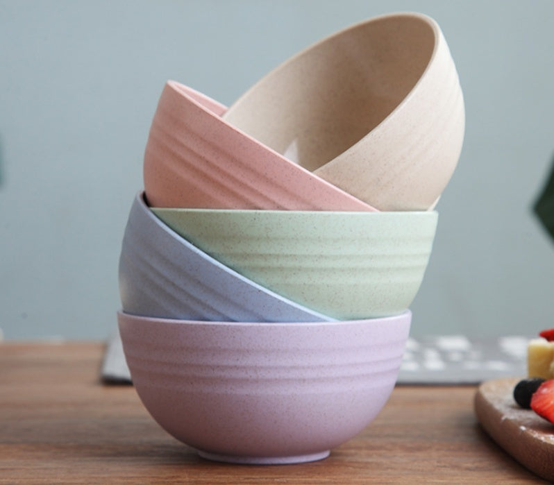 Household Wheat Straw Meal Bowl Set – Eco-Friendly Dining Bowls