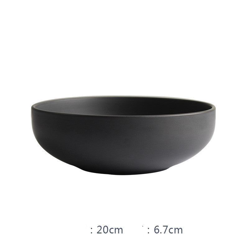 Nordic Ceramic Rice & Steak Bowl – Deep Household Tableware Dish Set