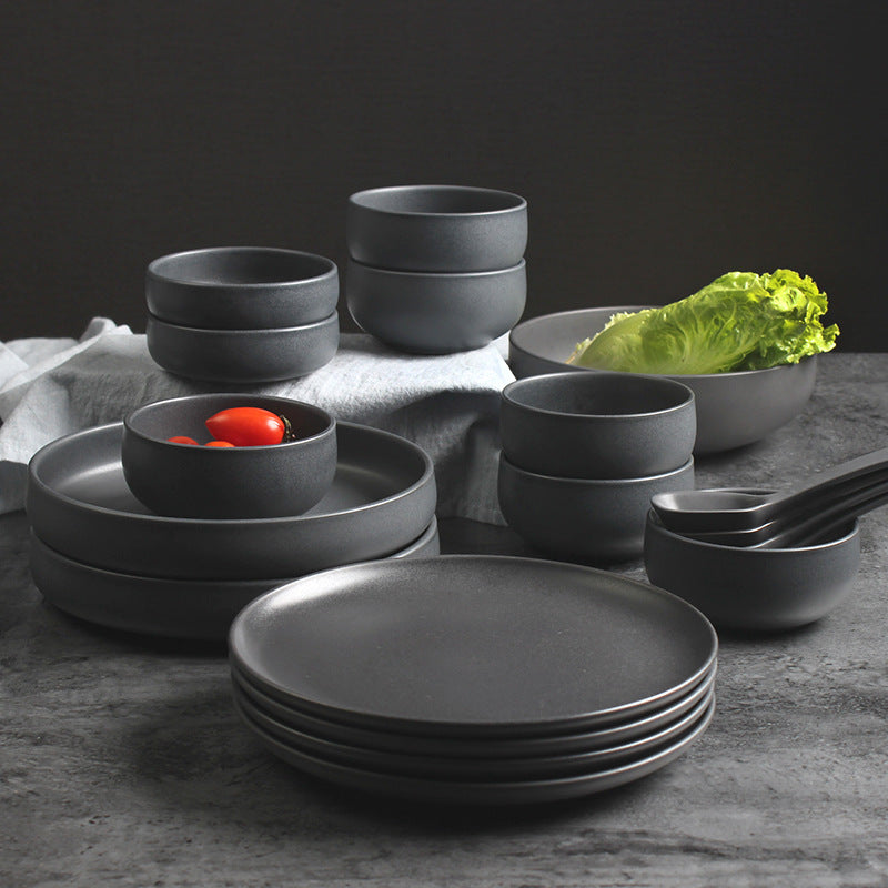 Nordic Ceramic Rice & Steak Bowl – Deep Household Tableware Dish Set