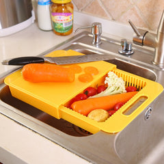 Multifunction Kitchen Cutting Board with Sink Drain Basket – Vegetable & Meat Prep Tool