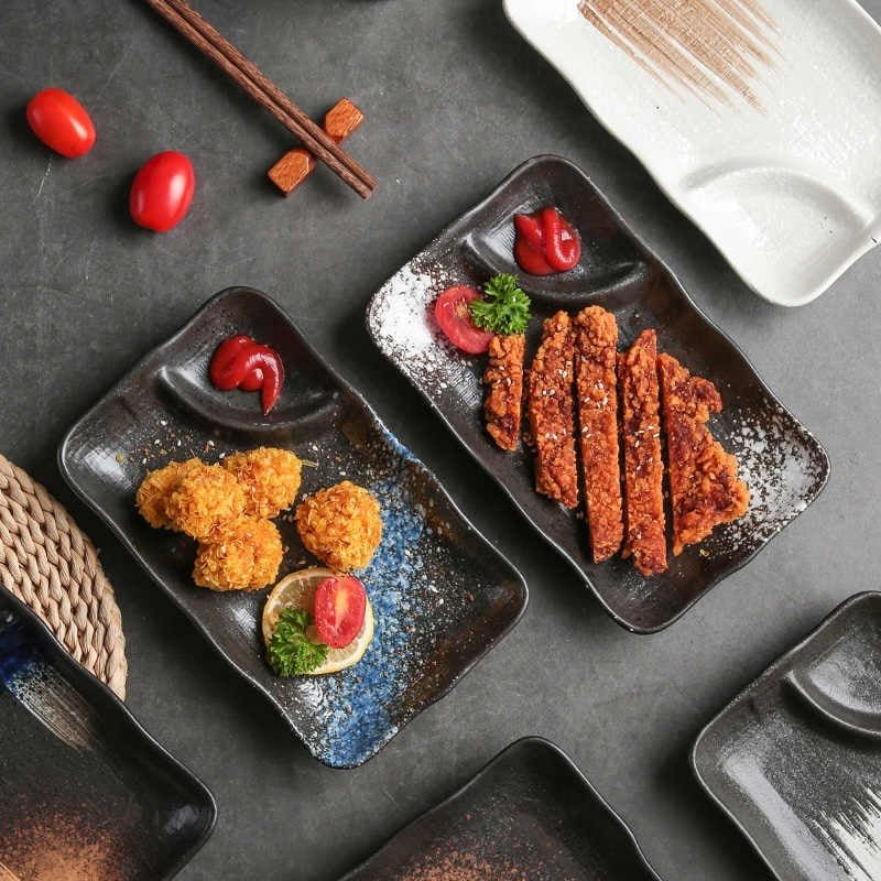 Ceramic Compartment Dinner Plate – Household Divided Plate for Organized Meals