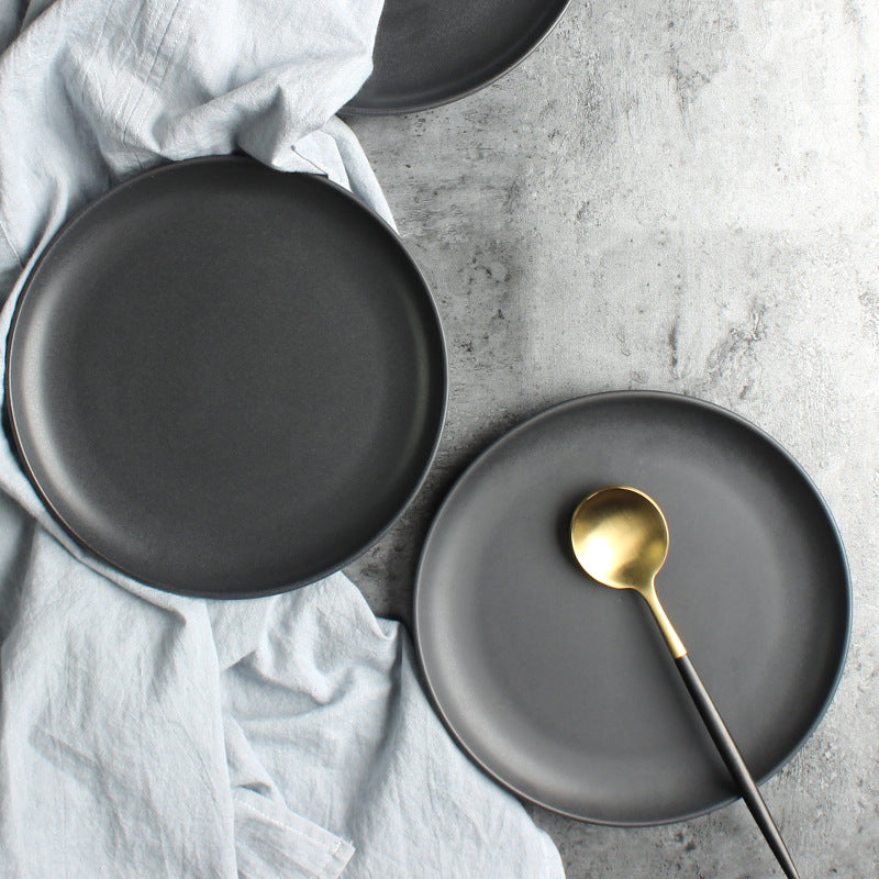 Nordic Ceramic Rice & Steak Bowl – Deep Household Tableware Dish Set